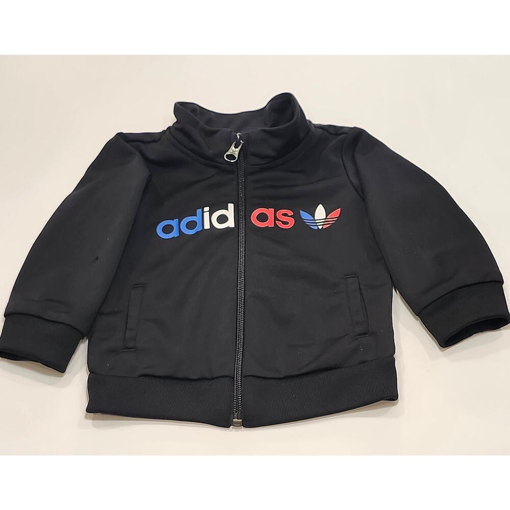 Adidas Logo Black Running Track Jacket Kidcore Sz 3-6 months K0001
